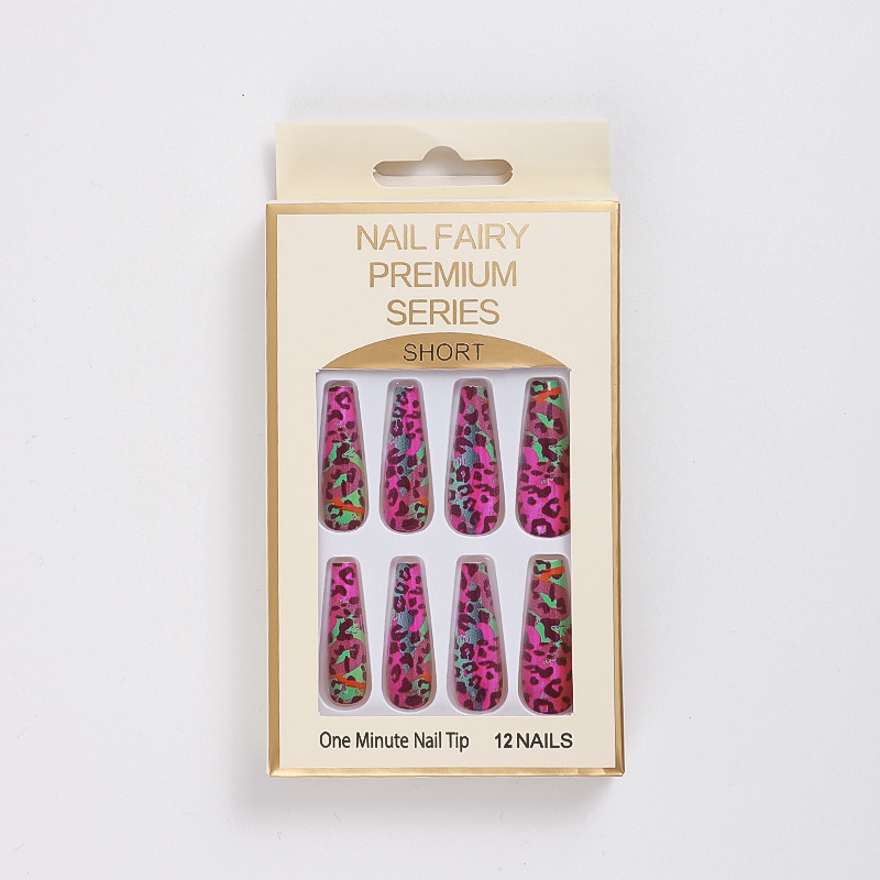 Wholesale of new European and American fake nail nail pads, animal leopard print printed ballet nails, wearable nail pads Item Picture