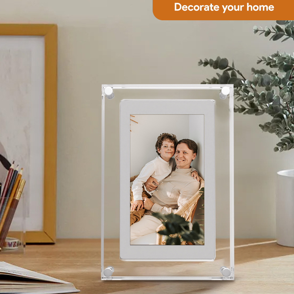 Cross-border 5-inch transparent acrylic digital photo frame IPS high-definition electronic photo album intelligent photo album advertising machine manufacturer Application Scenario