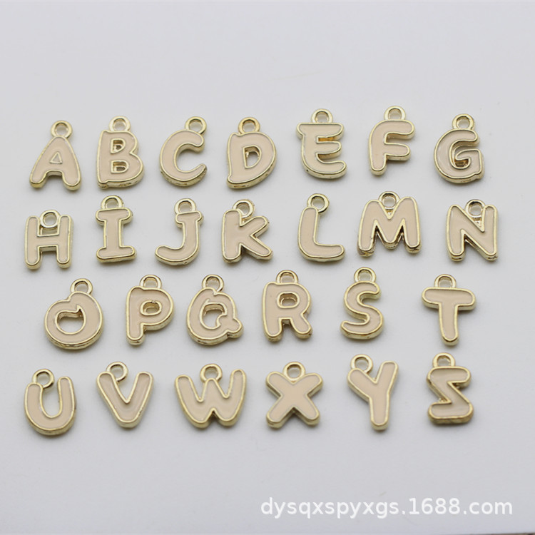 DIY accesorios accesorios 26 letras irregulares juego goteando aleación de aceite, collar pulsera colgante multicolor opcional details Picture