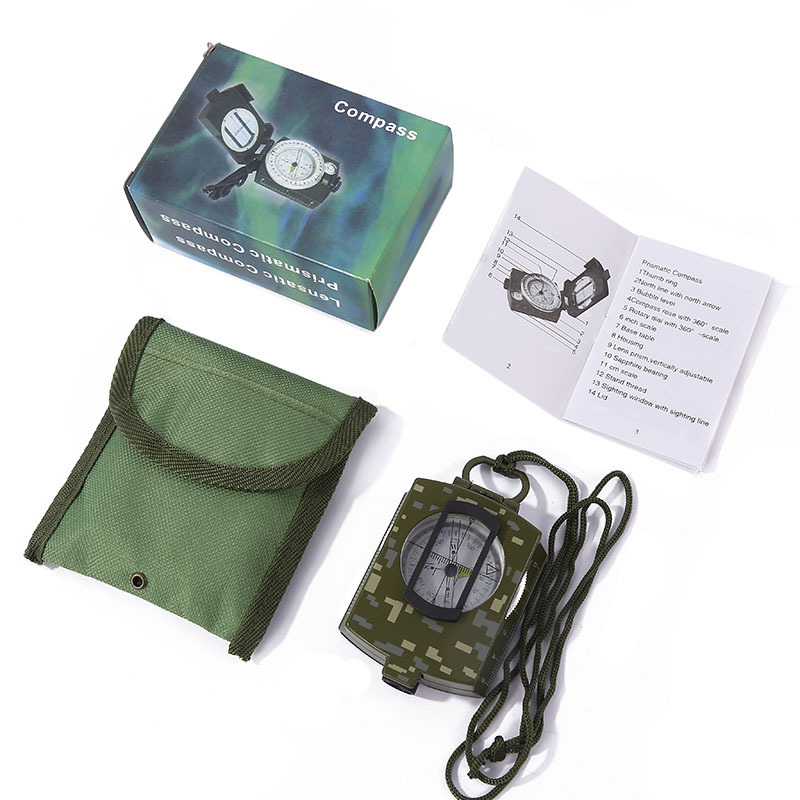 Wholesale of cross-border alloy luminous compass, outdoor camouflage precision compass, multi-functional folding compass details Picture