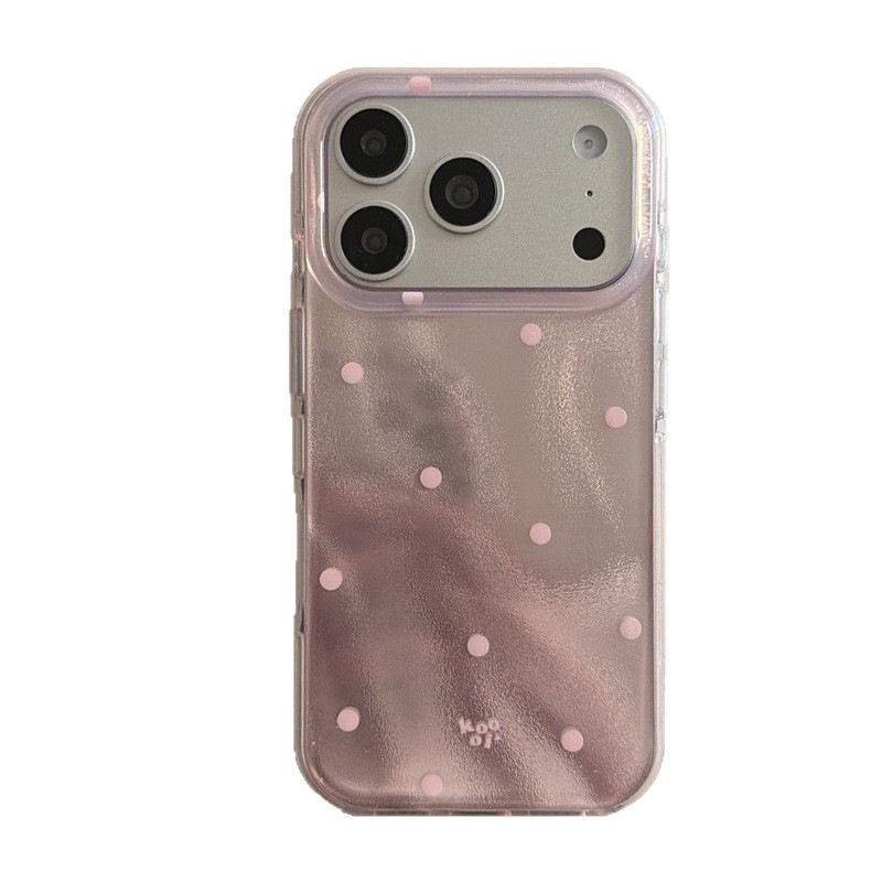 ins Korean Style light polka dots suitable for iphone17Promax Apple 16p phone case 15 solid color round edge 14 women Item Picture