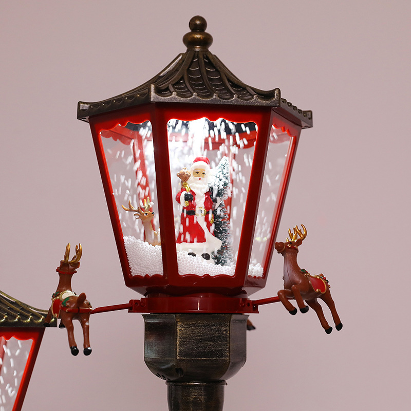 Christmas street lamps, ironwork floor-standing wind lanterns, European retro garden snowfall lanterns, set props and decorations, retro snowfall lanterns Application Scenario