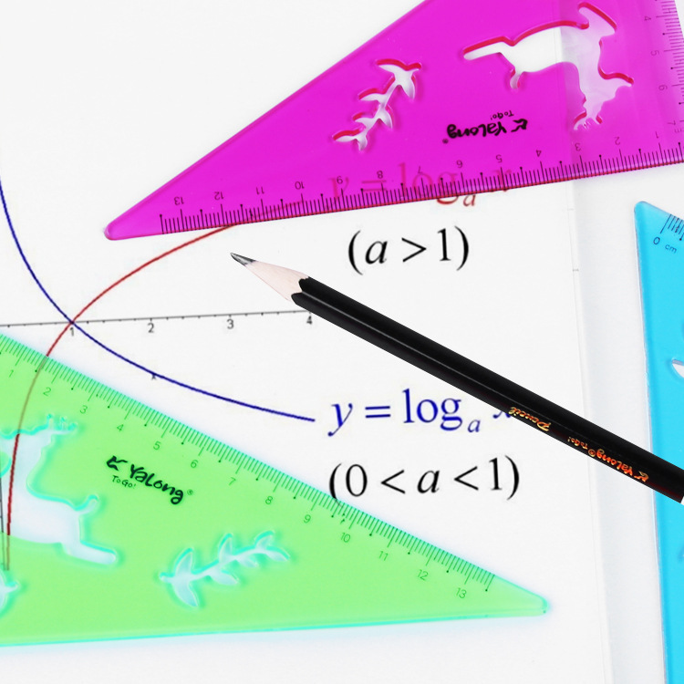 Yalong Cross-border's best-selling plastic right-angled triangle multi-color school straightedge measuring tools Application Scenario