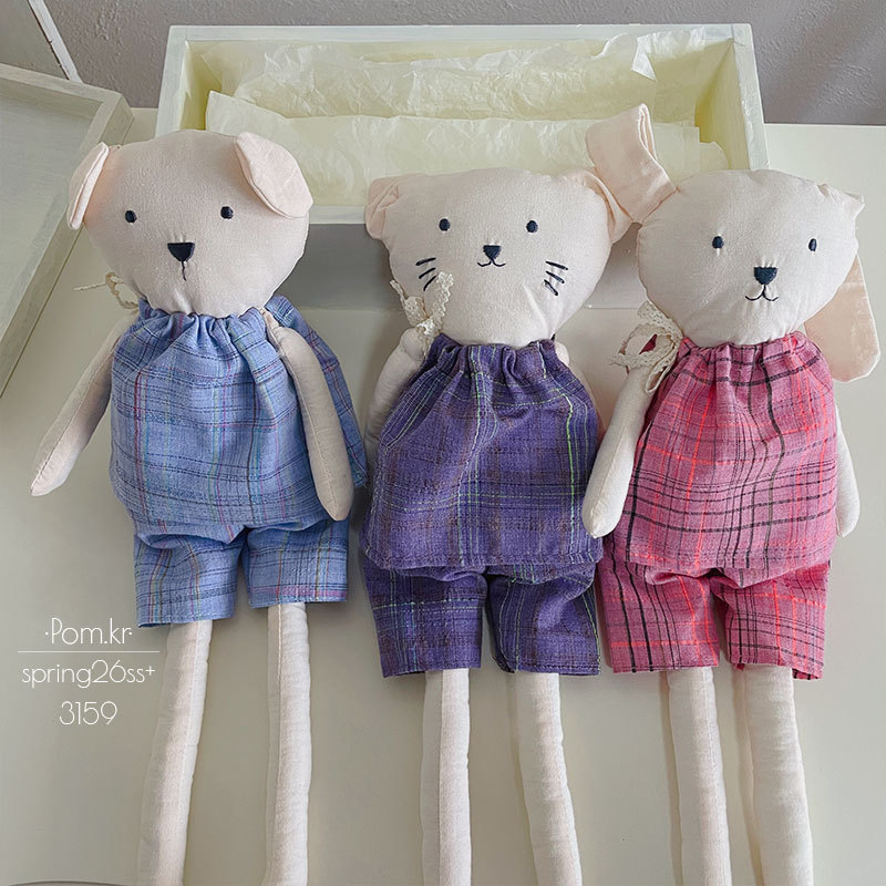 New Korean-style shirt, bear doll, fabric handcrafted children's soothing dolls, cute baby companion figurines