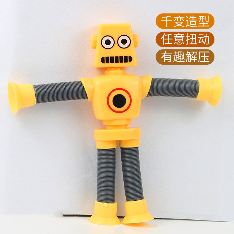 The telescopic suction cup robot is portable, versatile, cartoon, and a light-up children's toy for boys and girls to relieve stress and comfort Specification image