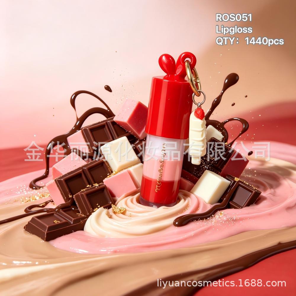 LIP GLOSS cross-border foreign trade OEM customized GLOSS LABIAL honey lip oil Chocolate lip gloss Brazilian lip gloss fruit strawberry three-color chocolate Lip gloss Item Picture