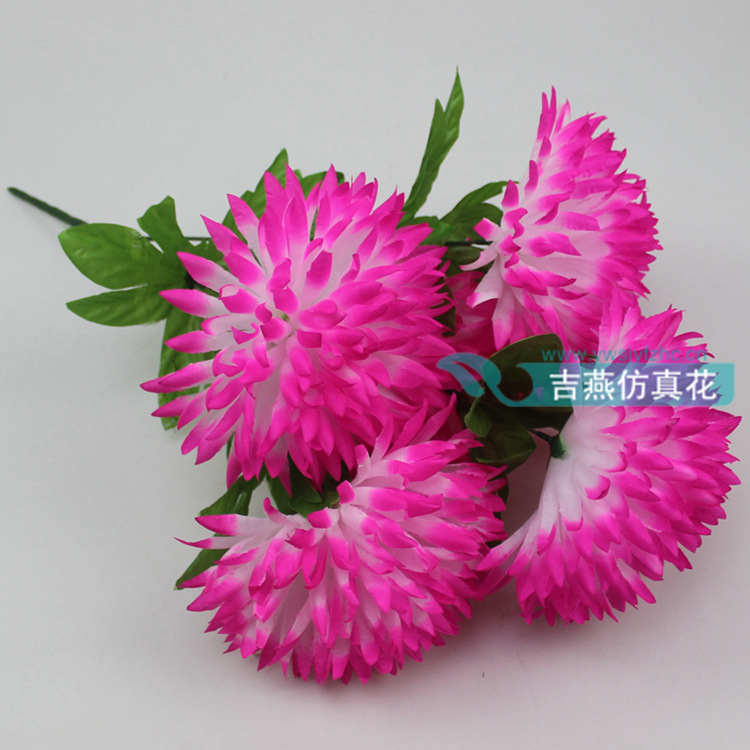 无纺布仿真菊花 5头21cm尖菊人造花 俄罗斯清明节祭奠扫墓环保花细节图