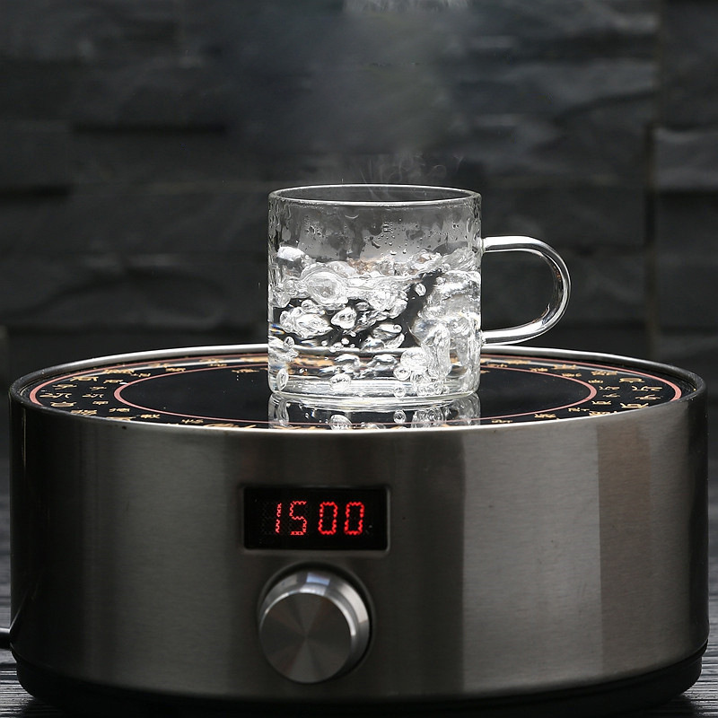 High borosilicate transparent glass with handle, single-layer small tea cups, colored handle, straight small tea cups Specification image