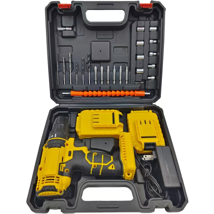 Lithium battery impact drill, hand drill, multi-functional lithium battery drill, power tool, portable household electric screwdriver set Specification image