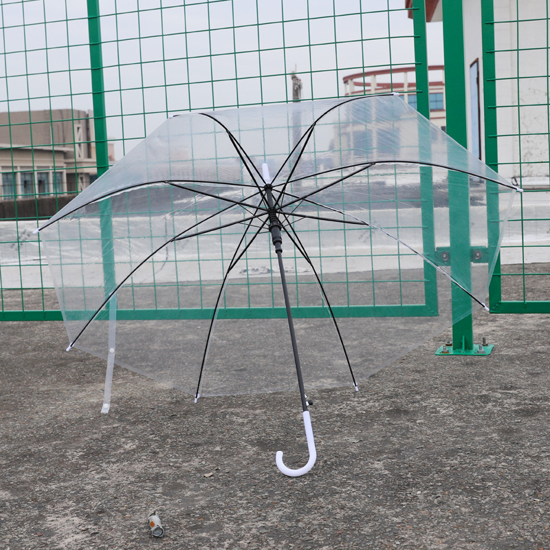 Wholesale of 8-bone transparent umbrellas, white and colored eco-friendly umbrellas, automatic umbrellas, disposable creative and popular umbrellas at street stalls details Picture
