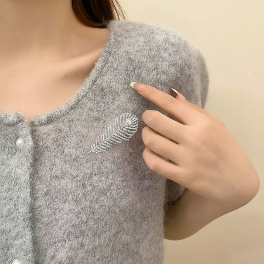 中古高档羽毛气质胸针时尚翅膀爆闪优雅精致胸花西装大衣配饰别针