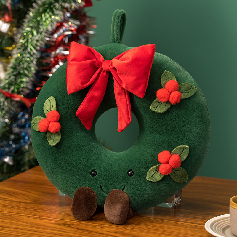 Christmas plush cushions, cartoon Christmas flower ring cushions, sofa decorations, gifts, festival ornaments Item Picture