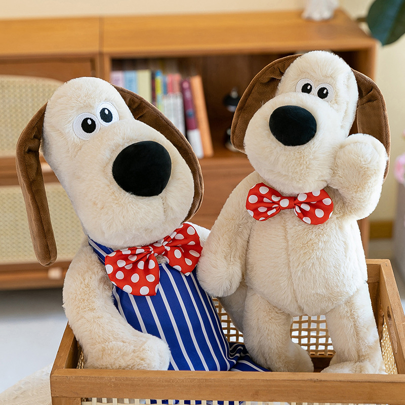 跨境外贸掌门狗玩偶卡通兔毛领结小狗毛绒玩具穿衣厨师狗沙发抱枕