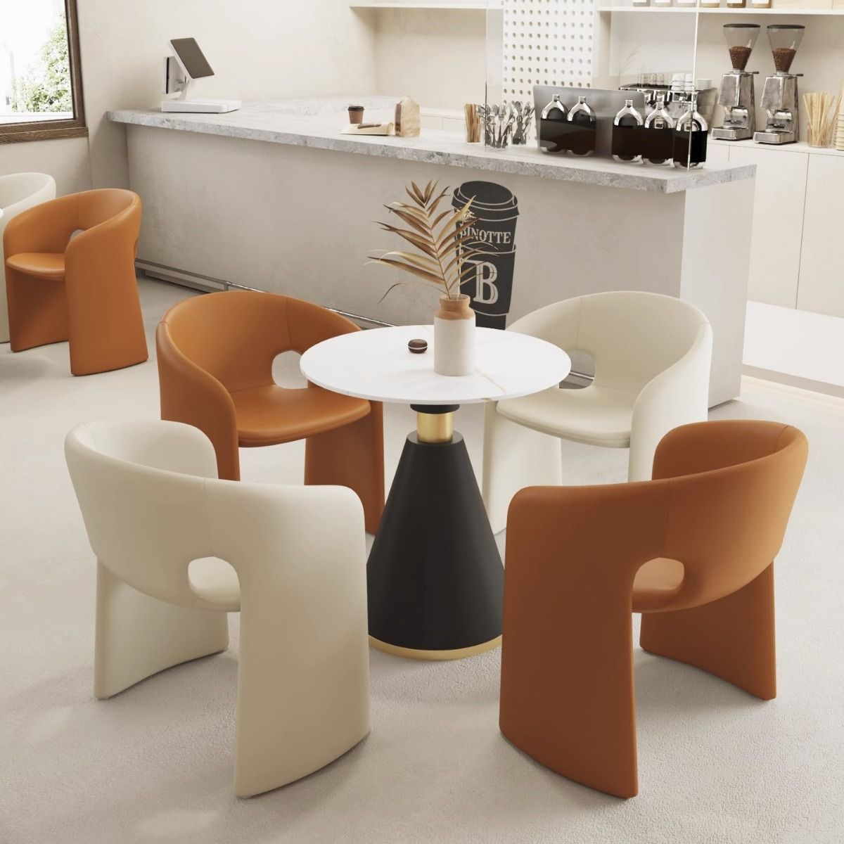 Star Factory wholesals popular Rochburg dining chairs, leisure coffee shop theme restaurant tables and chairs, irregular-shaped modern light luxury creative negotiation dining chairs details Picture