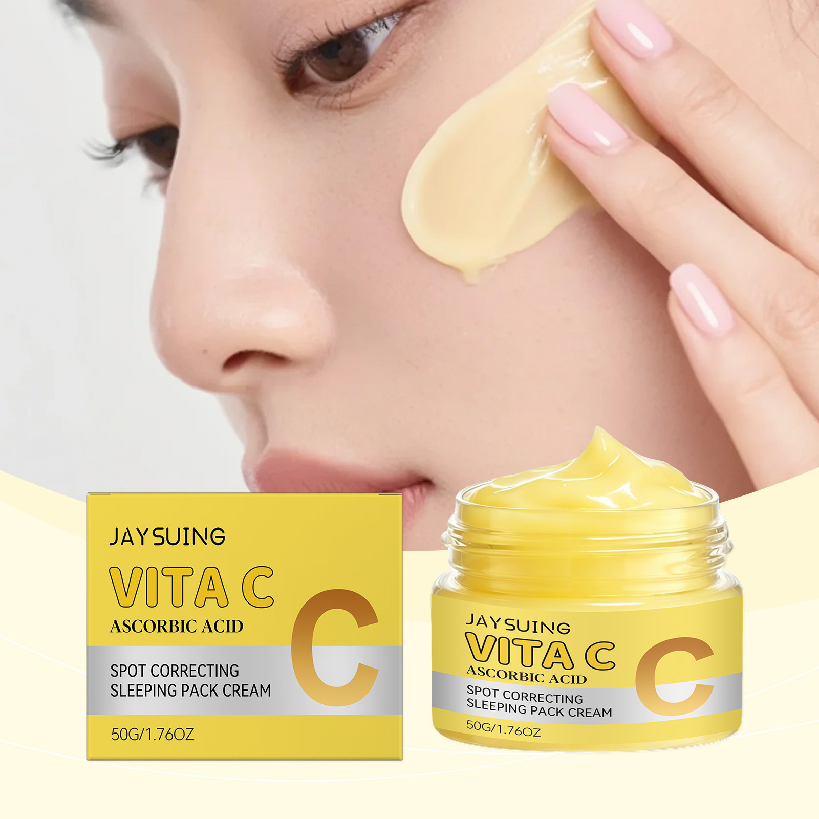 JAYSUING 维C睡眠晚霜 温和保湿水润肌肤柔滑细嫩日常涂抹护肤霜