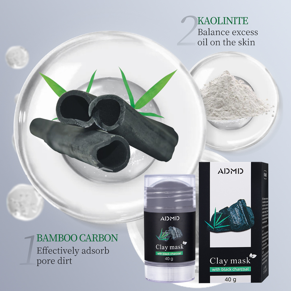 【 Cross-border Exclusive Supply 】ADMD Bamboo Charcoal Mud Film Stick for Cleaning and Oil Control, Pore Shrinking and Cleaning, Wholesale details Picture