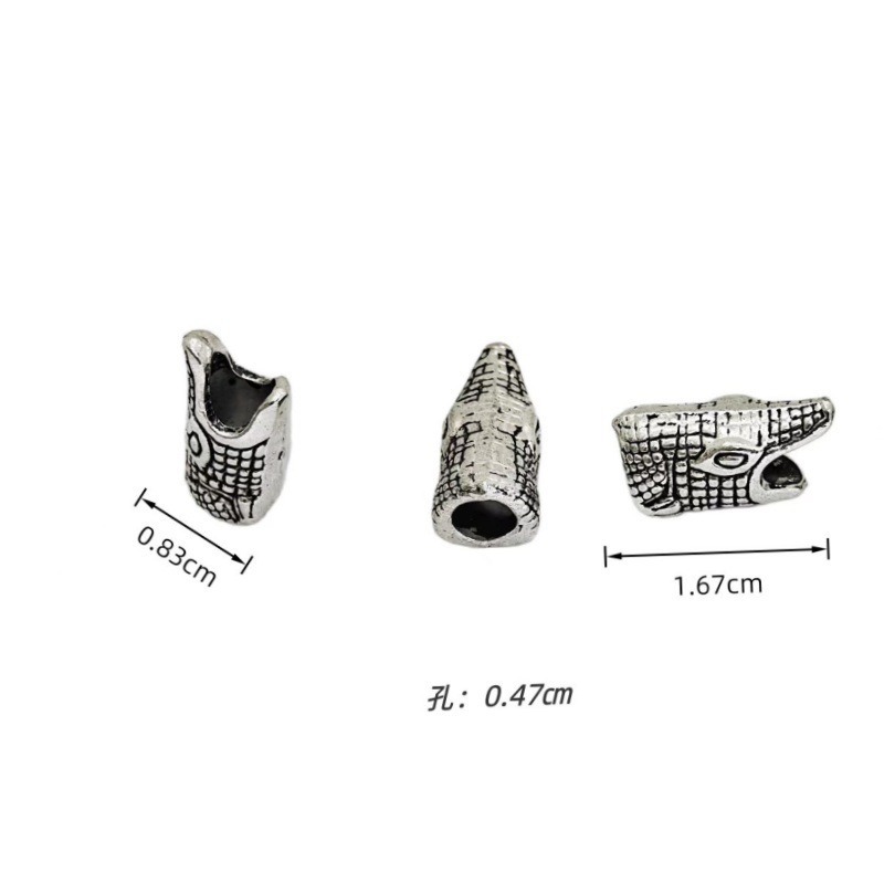 Retro alloy animal head large-hole bead crocodile-shaped DIY beading accessory leather rope bracelet bead separator Item Picture