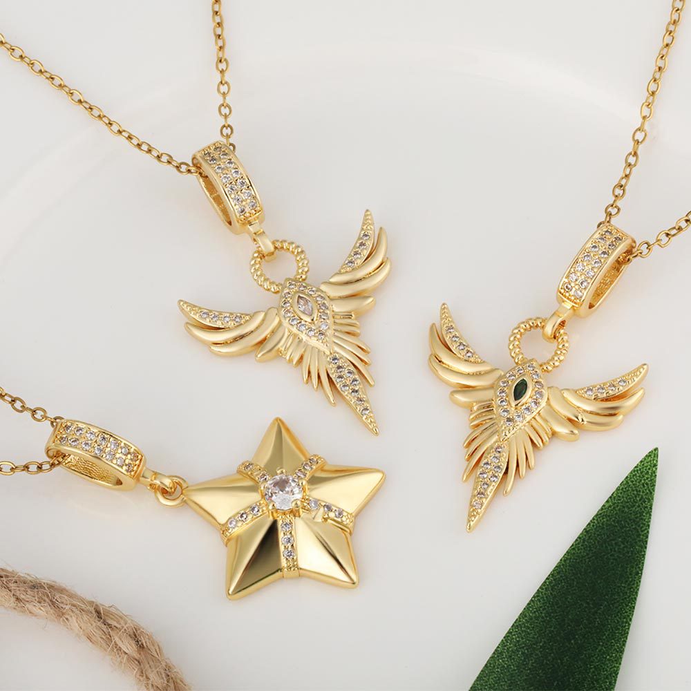 A popular 18K gold-plated sacred sword phoenix spreading wings necklace for both women and women on AliExpress, featuring a snake bone chain Specification drawing