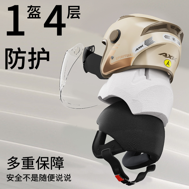 新国标3C认证摩托车头盔男士保暖冬季电动车半盔女四季通用安全帽细节图