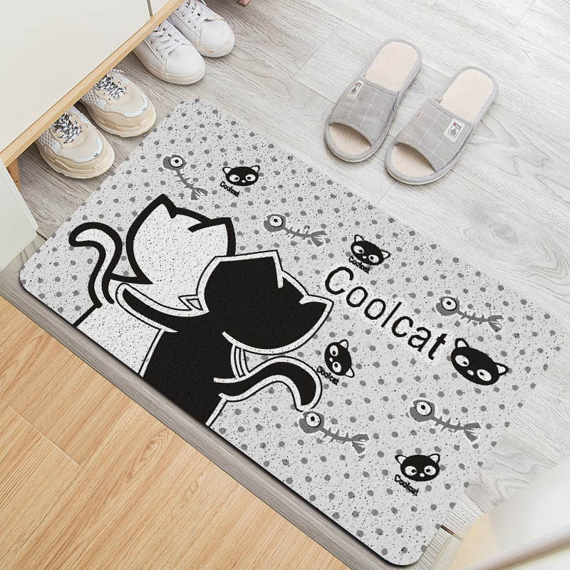 Fresh and clean cartoon high-elasticity bathroom floor MATS, entrance door MATS, wear-resistant, scratch-resistant and anti-slip silk ring floor MATS details Picture