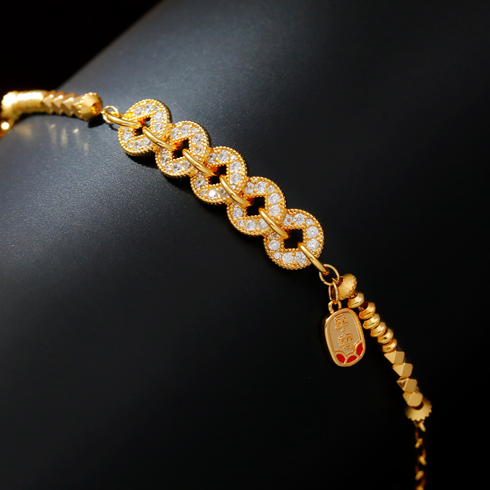 Hyacinth's Douyin bestseller, the Five Emperors Coin Broken Ice Plate Coiled Bracelet, is a fashionable, light luxury, elegant and high-end gesture item for women details Picture