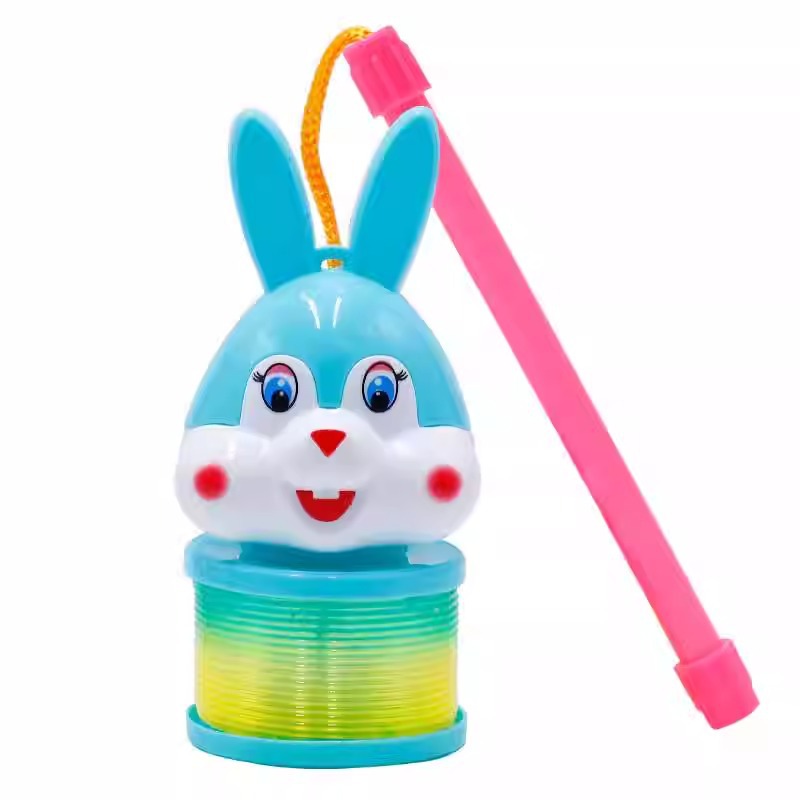 The 2023 Year of the Rabbit hand-held lantern rainbow ring cartoon rabbit luminous elastic rainbow ring spring ring toy is selling well Item Picture