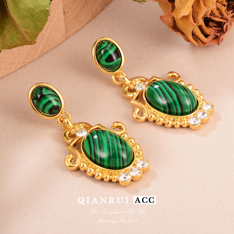 法式轻奢长款S925银针耳饰中古风小众设计耳钉唯美感复古文艺原创