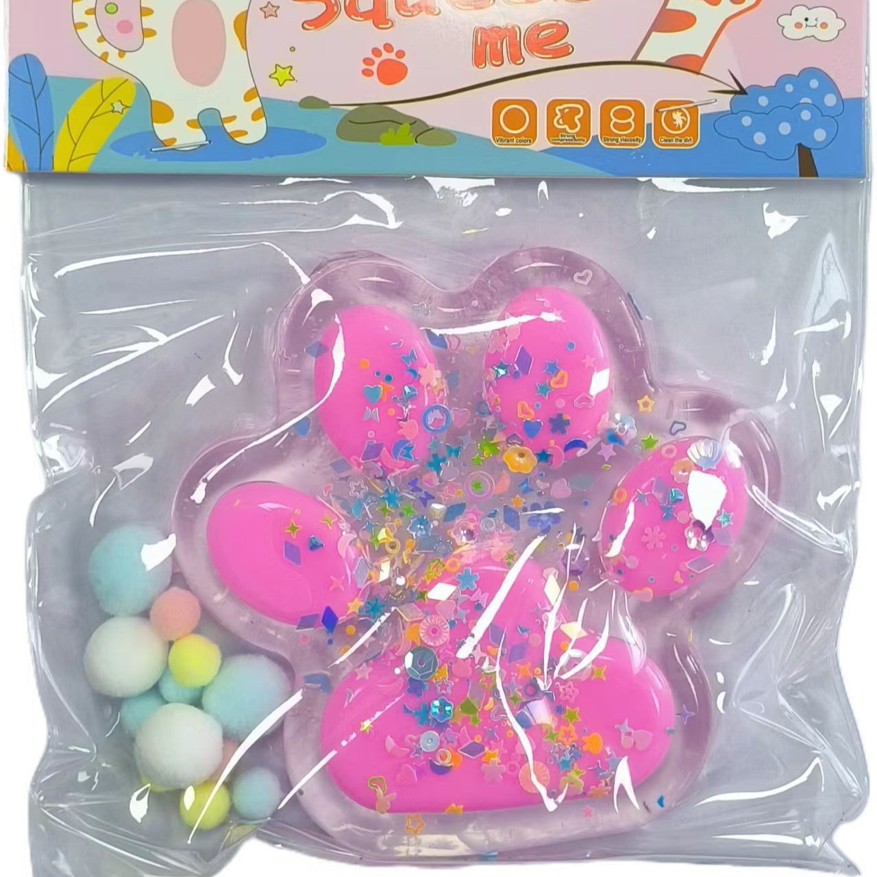 工厂直销TPR软胶透明彩色点滴大号猫爪猫掌萌宠团子卡通减压玩具产品图