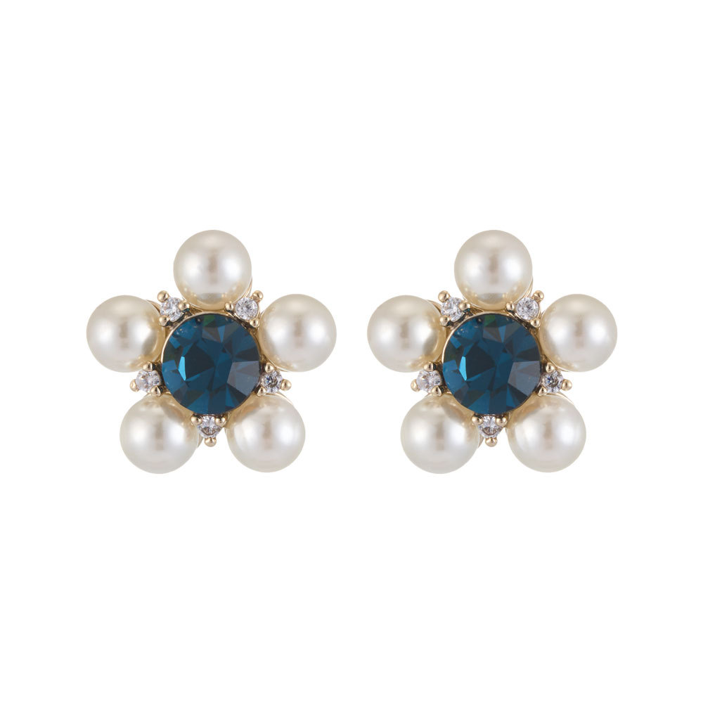 Original design French retro flower ear studs, copper alloy, real gold electroplated, S925 silver needle, fashionable and high-end earrings Item Picture