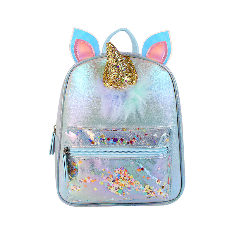 New bright unicorn children's backpack cartoon image Love Princess Girls fashionable and cute children's backpack details Picture