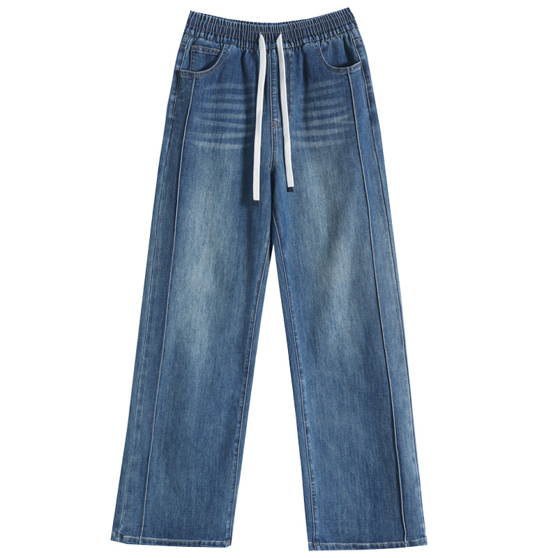 【 Cross-border Bestseller 】 Wide-leg jeans for women in autumn, loose and slimming, straight-leg, plus-size, and floor-length casual pants for chubby girls Item Picture