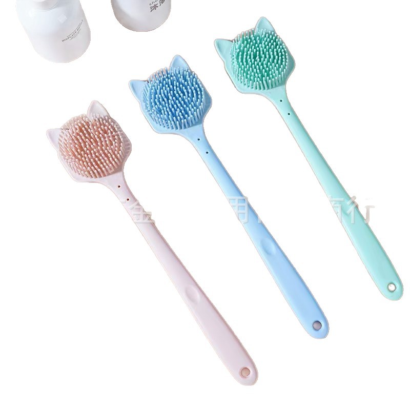 High appearance level silicone long-handled bath brush, double-sided soft bristle scrub massage brush, lazy back friction wonder, thickening body brush Item Picture