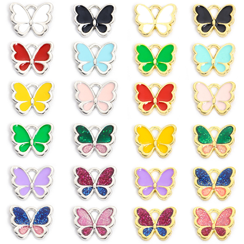 时尚炫彩蝴蝶滴油合金挂件 动物DIY饰品配件手链项链耳环吊坠配饰详情图5