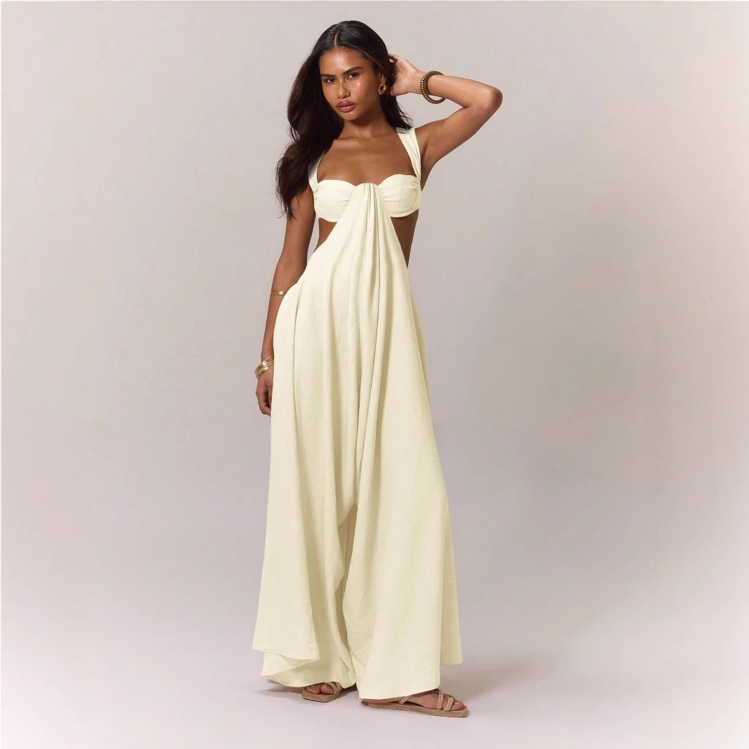 Independent station, European and American cross-border trade, casual style new lace-up halter, trendy one-piece pants, halter for girls Specification drawing