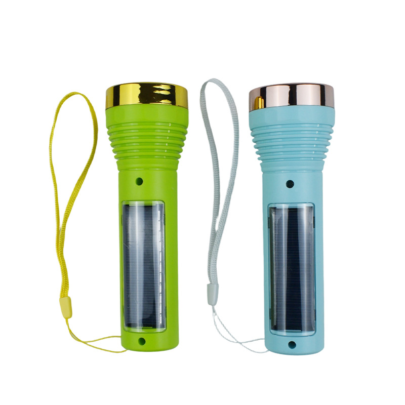 Solar-powered rechargeable flashlight with strong outdoor light and side light details Picture