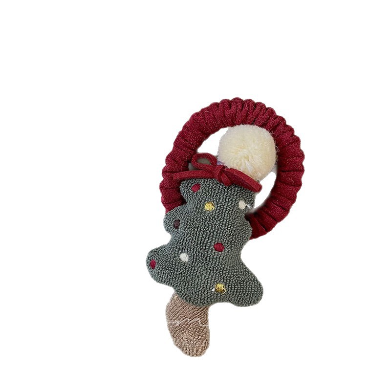 Korean-style cartoon Christmas hair band fabric children's gingerbread man sweet ponytail hair band high elasticity won't damage the hair elastic band Item Picture
