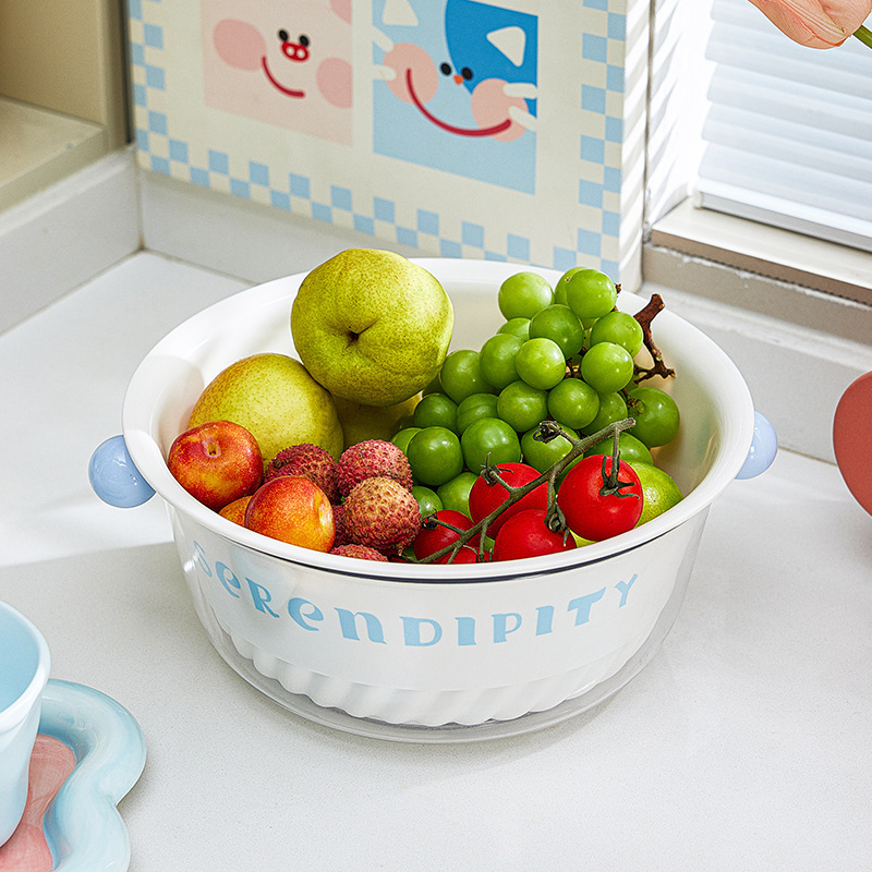 Kitchen double-layer draining basket, high appearance level sink, multi-functional storage basket, large-capacity fruit washing box, plastic storage box Application Scenario