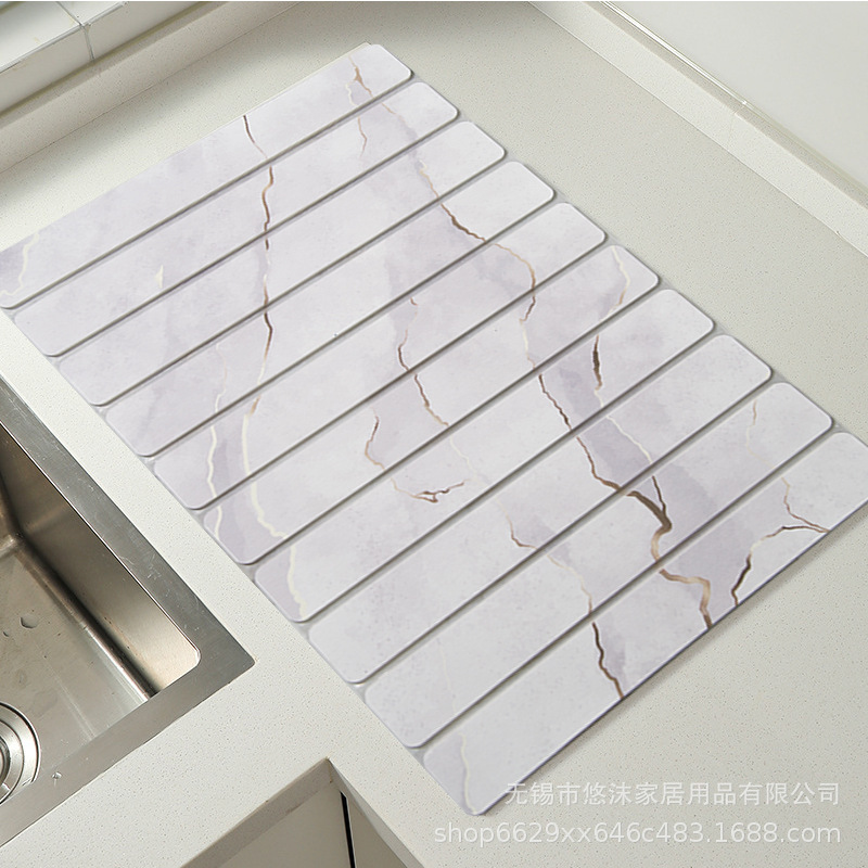 金丝大理石硬硅藻泥厨房台面沥水垫卫生间浴室置物架防滑吸水垫子