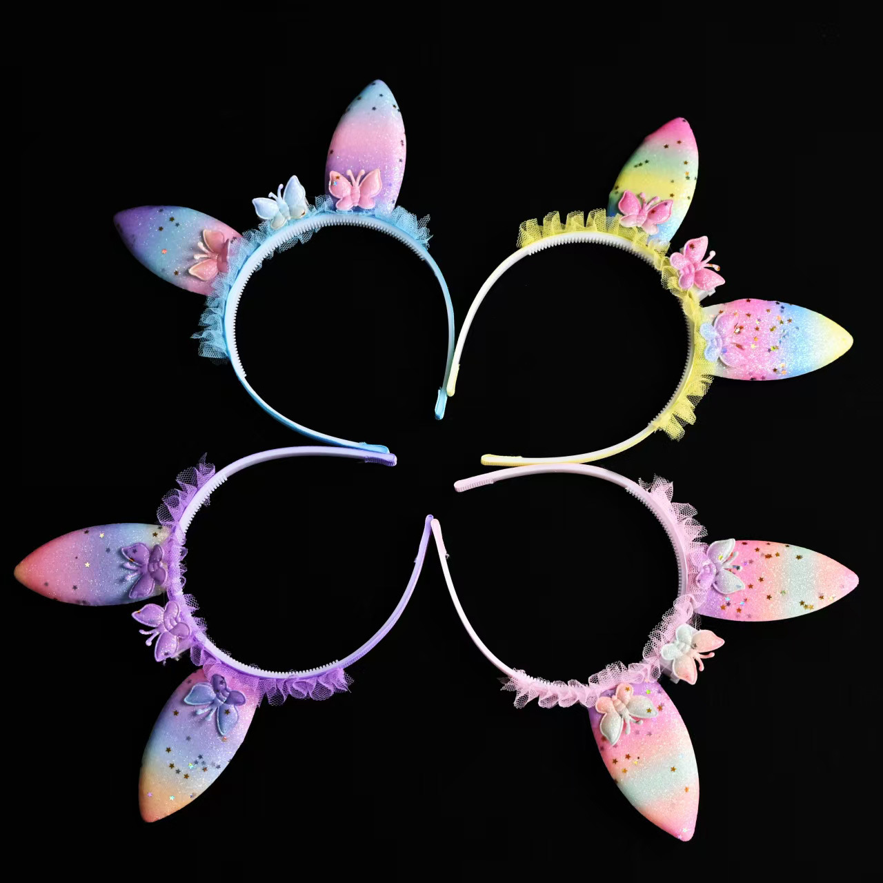 Wholesale children's hair bands, girls' headwear, girls' luminous headbands, princess flower hair clips, colorful sequined fishtail hair accessories Specification image