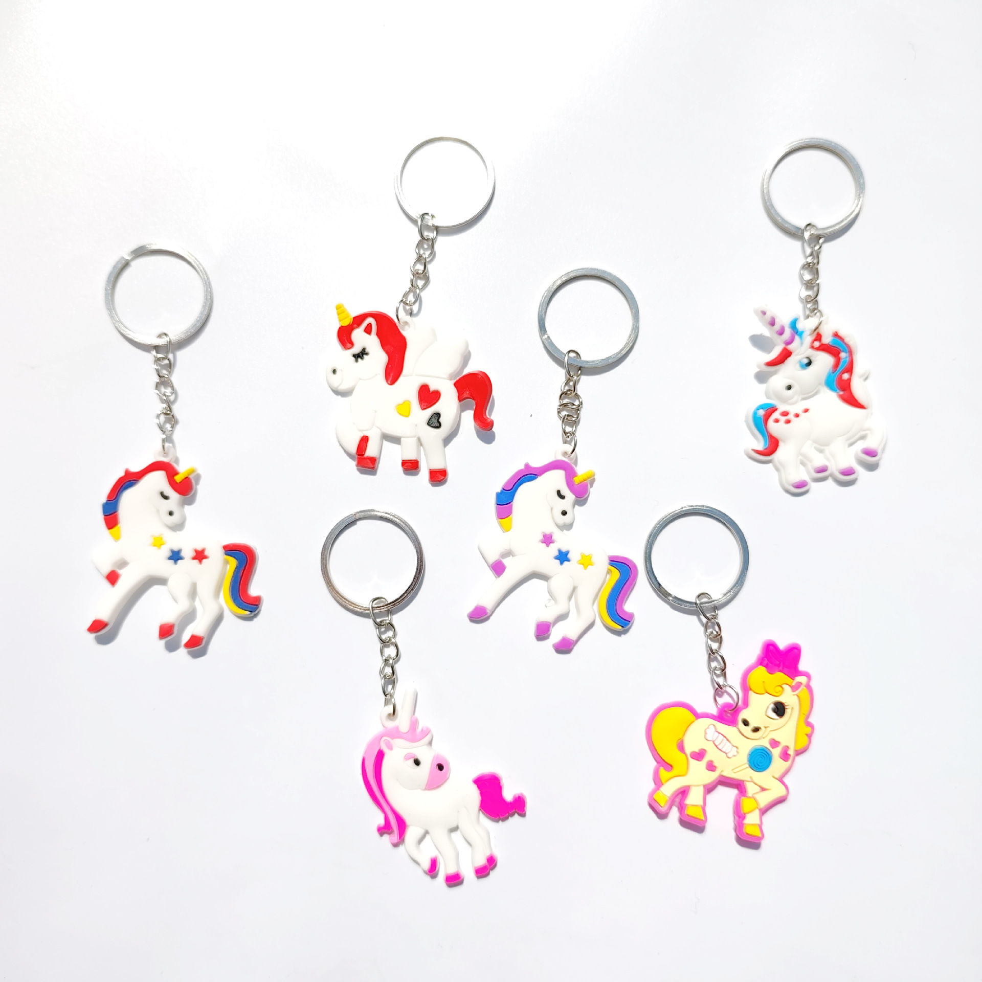 跨境新款亚马逊欧美独角兽钥匙扣派对礼品儿童饰品PVC软胶钥匙链产品图