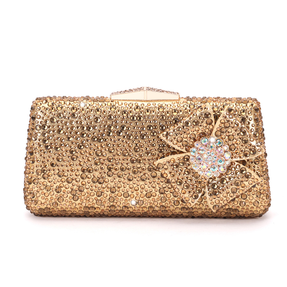 Cross-border e-commerce Amazon l Makeup water diamond wedding dinner bag, crystal hot diamond ladies' one-shoulder hand-held evening dress bag details Picture