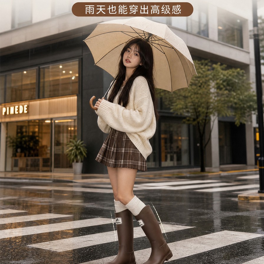 女式雨鞋实物图