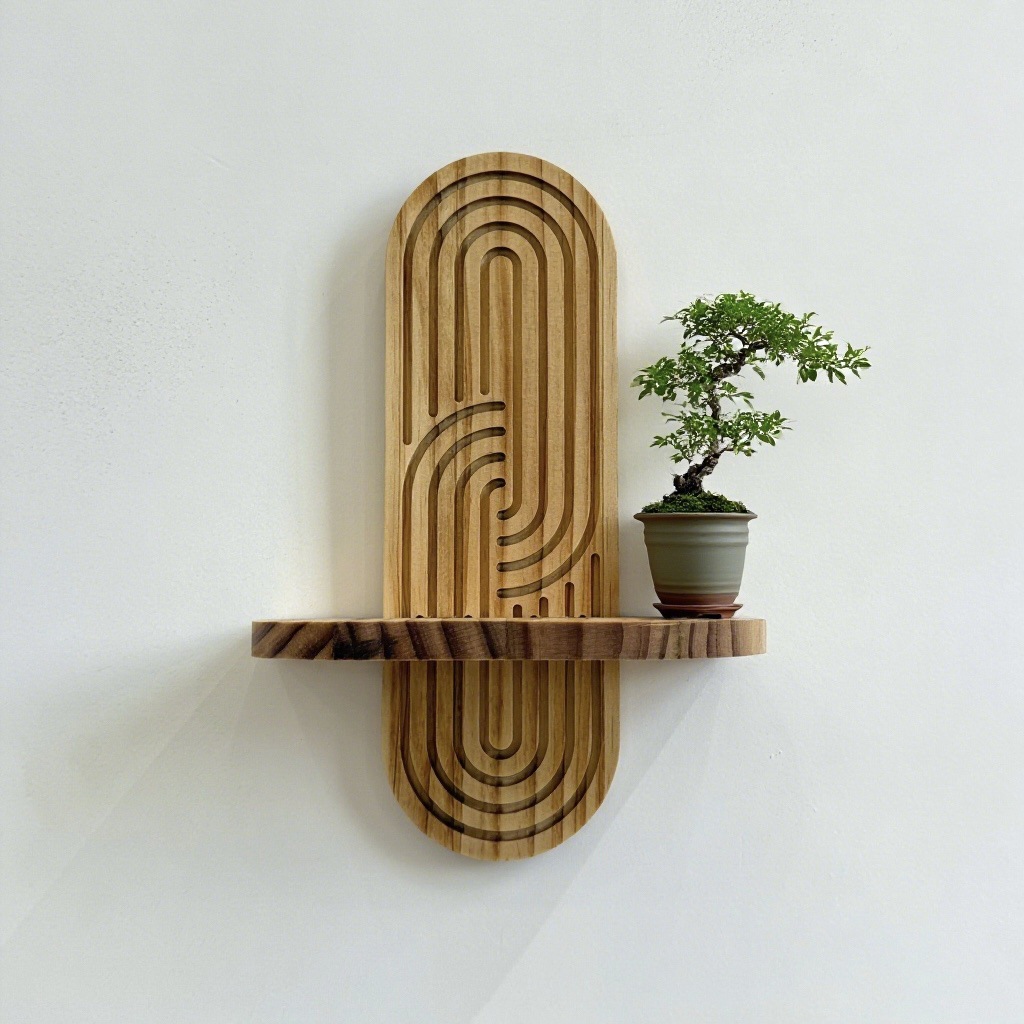 木质墙上置物架波西米亚风格壁饰客厅装饰实木绿植架香薰烛台架产品图