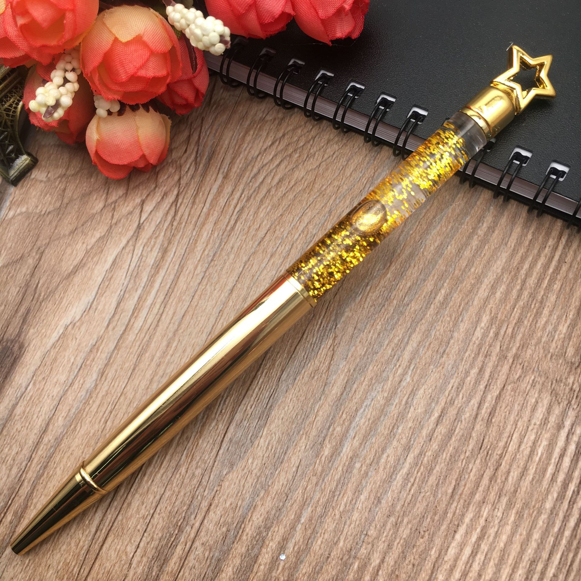 New five-pointed star ink pen, metal ballpoint pen, student pen, diy gold powder ballpoint pen Application Scenario