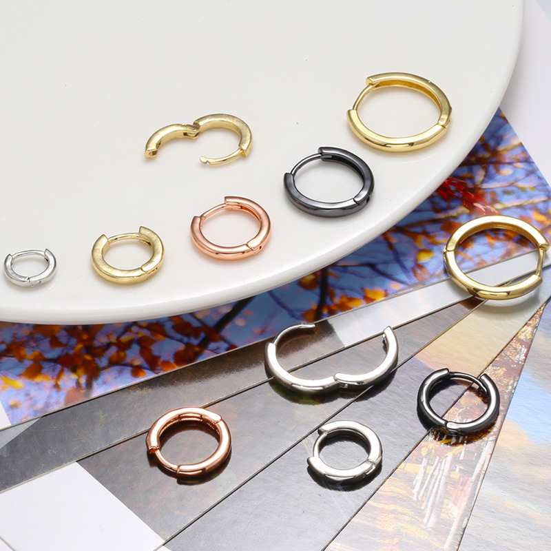 光面耳圈黄铜镀金保色耳扣圆形耳环DIY饰品配件批发跨境专供产品图