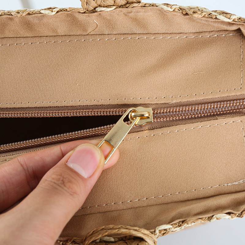 Cross-Border Straw Weaving Bag, Beach Crossbody Vacation Straw Weaving Bag, Women's Woven Bag, Single-Shoulder Bag, Hand-Held Large-Capacity Handcrafted Straw Weaving Bag Specification drawing