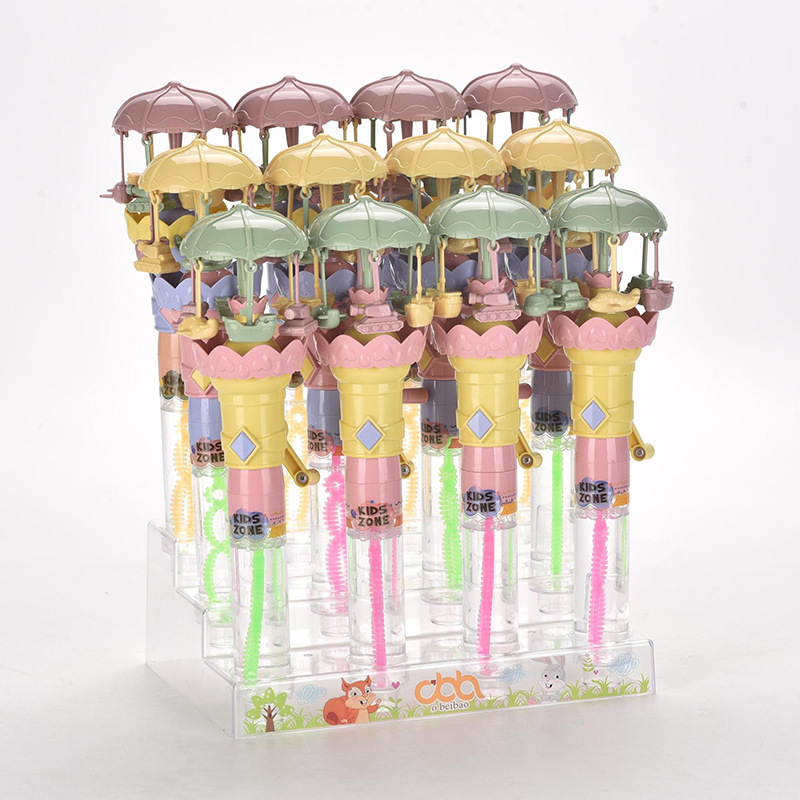 In-stock hand-cranked light carousel, Ferris wheel, fun mouth blowing bubble sticks, parent-child outdoor game bubble toys details Picture