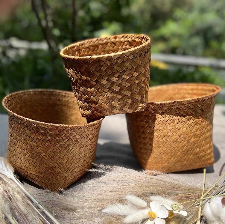 天然草编植物花篮花创意手工柳编藤编花盆多肉花园艺批发编织篮