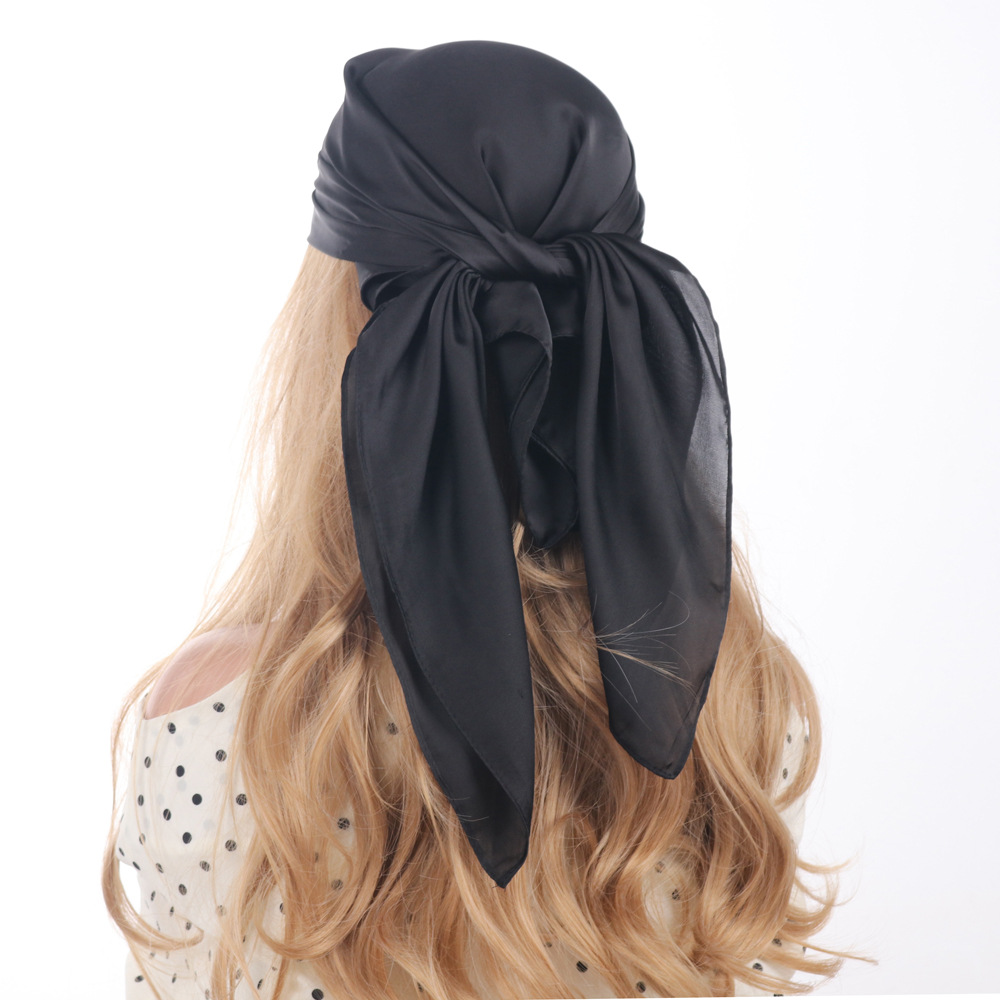 Solid color silk scarf 70*70cm square scarf for ladies, satin imitation silk scarf, thin style, with a small shawl to decorate the neckerchief details Picture