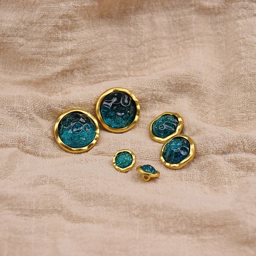 富光树脂西欧风复古宝石金属钮扣女士大衣外套衬衫服装纽扣